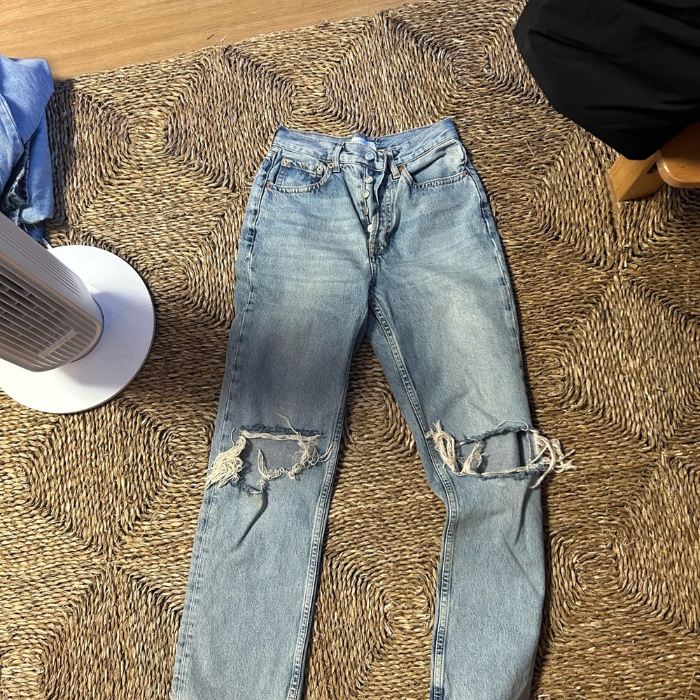 Top shop wide leg ripped jeans
